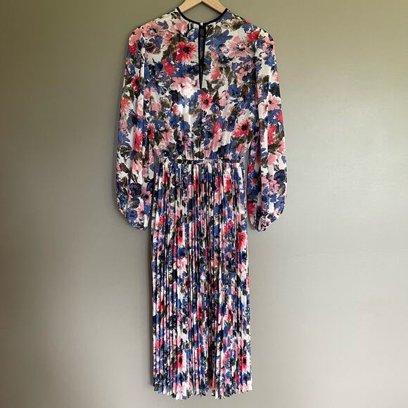 NWT Misa Los Angeles Juliana Dress Size XS Floral Pleated Chiffon Colorful Sheer - Picture 13 of 16